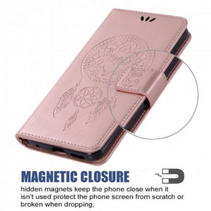 Læder Cover Xiaomi Redmi 10 Telefon Etui Lædereffekt Drømmefanger Ugle