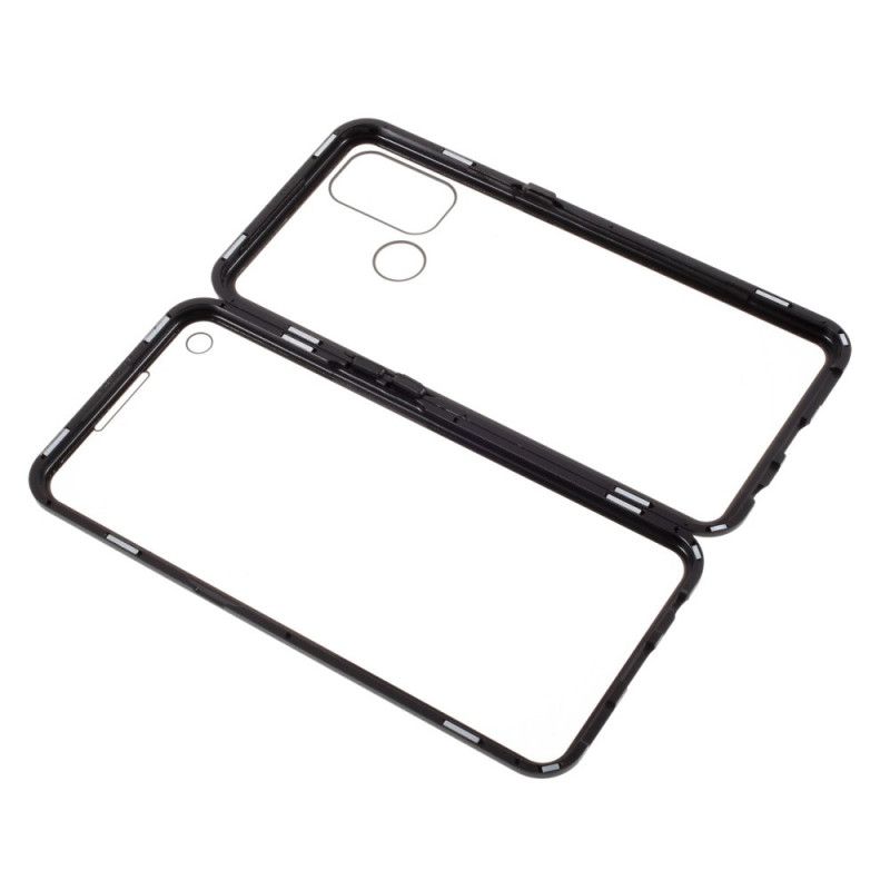 Cover Oppo A53s Sort Front Og Bag Hærdet Glas Og Metal Beskyttelse