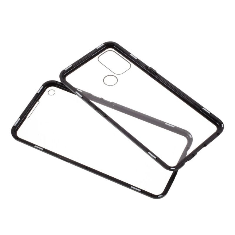 Cover Oppo A53s Sort Front Og Bag Hærdet Glas Og Metal Beskyttelse