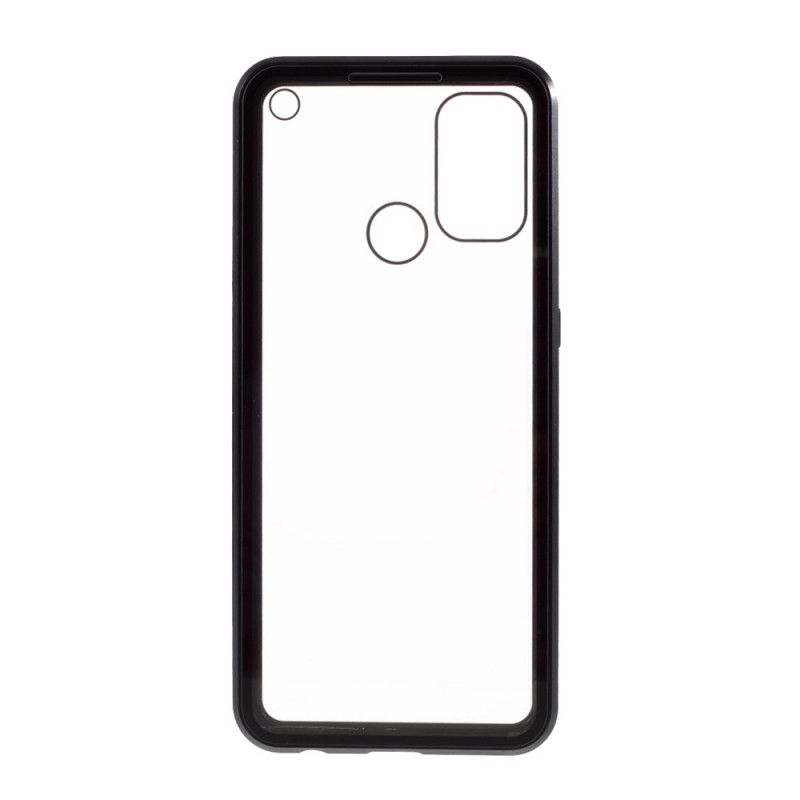 Cover Oppo A53s Sort Front Og Bag Hærdet Glas Og Metal Beskyttelse