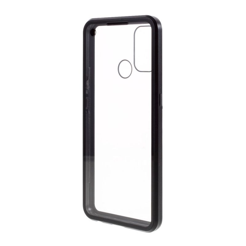 Cover Oppo A53s Sort Front Og Bag Hærdet Glas Og Metal Beskyttelse