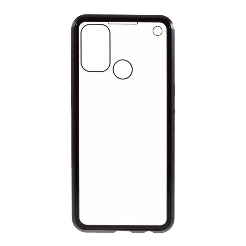 Cover Oppo A53s Sort Front Og Bag Hærdet Glas Og Metal Beskyttelse