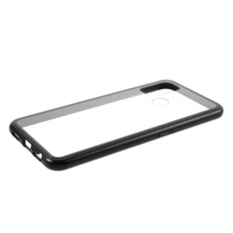 Cover Oppo A53s Sort Ryg Af Hærdet Glas Og Kanter Af Magnetisk Metal