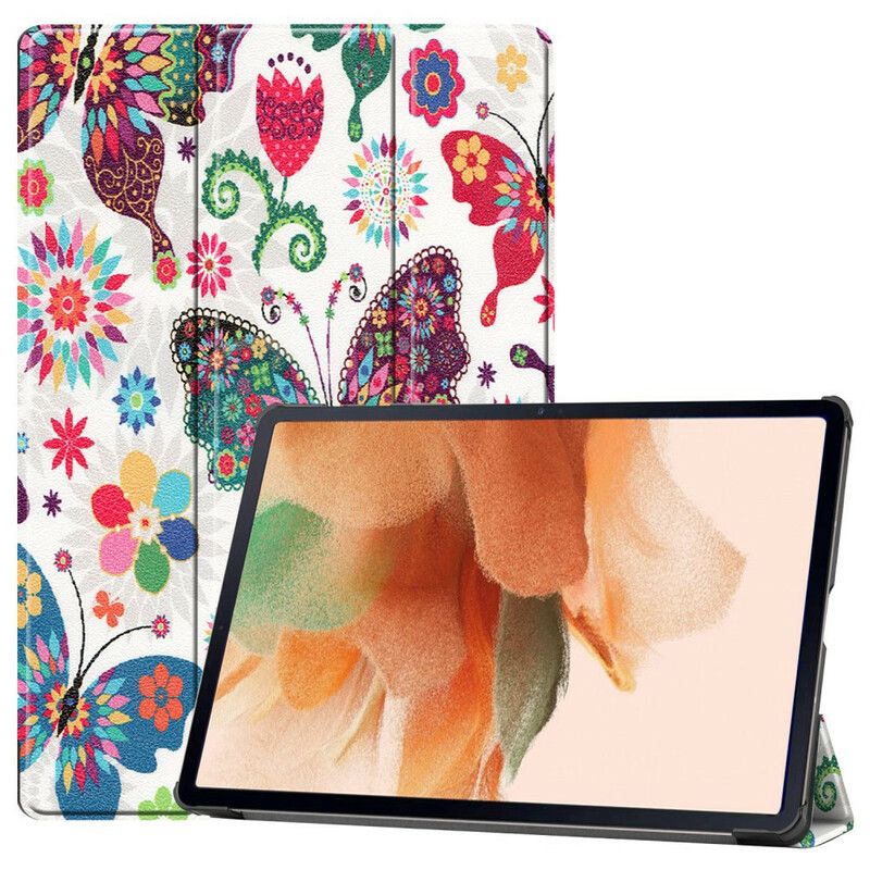 Smart Etui Samsung Galaxy Tab S7 Fe Vintage Blomsterpenneholder