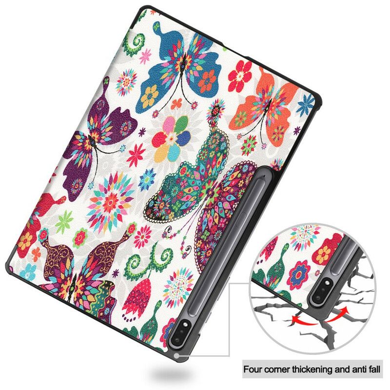 Smart Etui Samsung Galaxy Tab S7 Fe Vintage Blomsterpenneholder