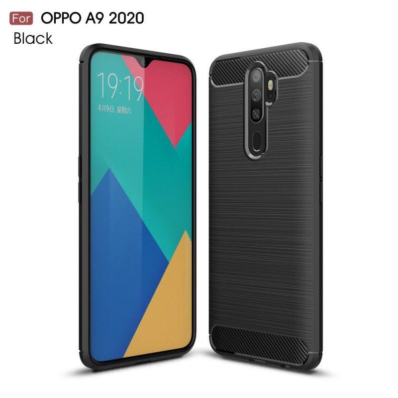 Cover Oppo A5 2020 Sort Børstet Kulfiber