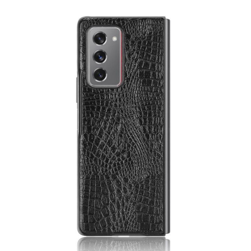 Cover for Samsung Galaxy Z Fold 2 Sort Krokodillehudstil