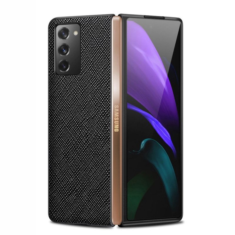 Cover Samsung Galaxy Z Fold 2 Sort Ægte Tekstureret Læder