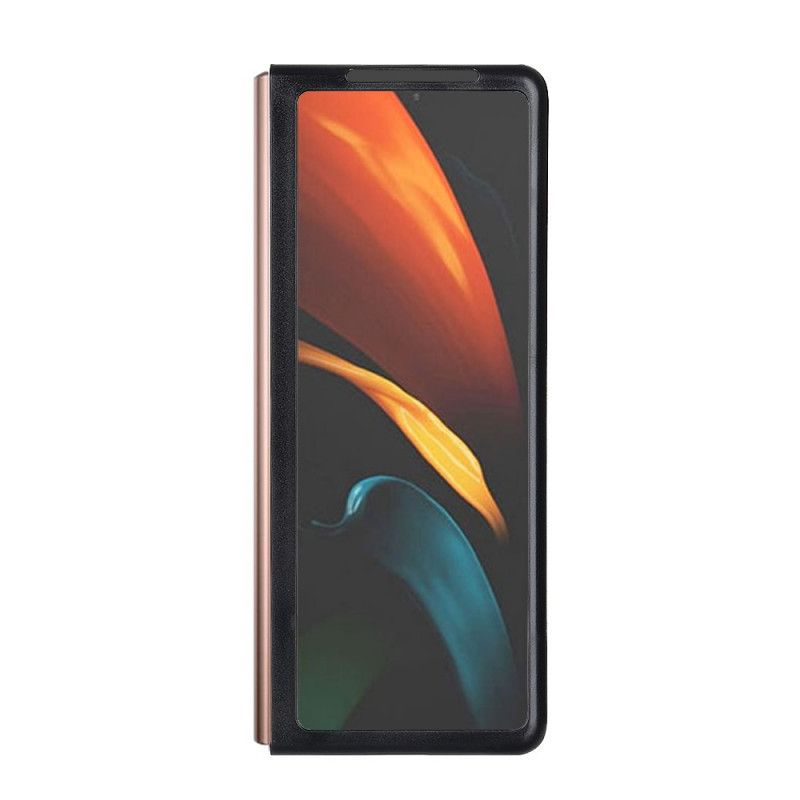 Cover Samsung Galaxy Z Fold 2 Sort Ægte Tekstureret Lychee Læder Original