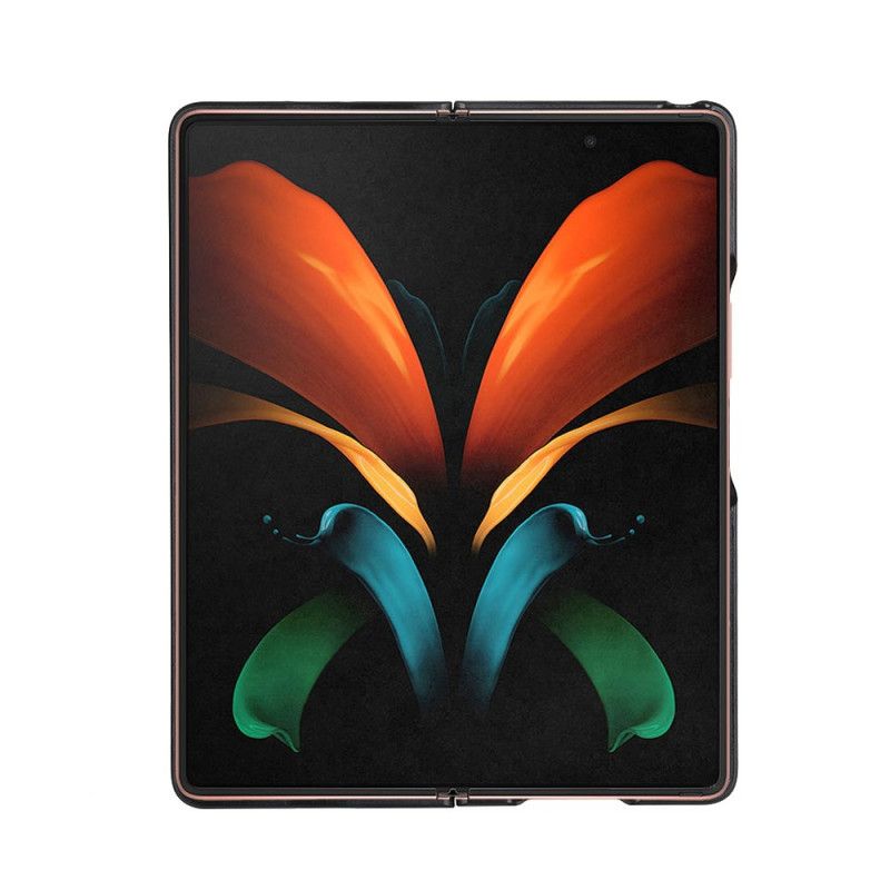 Cover Samsung Galaxy Z Fold 2 Sort Ægte Tekstureret Lychee Læder Original