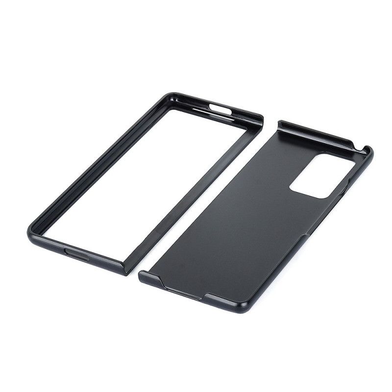 Cover Samsung Galaxy Z Fold 2 Sort Ægte Tekstureret Lychee Læder Original