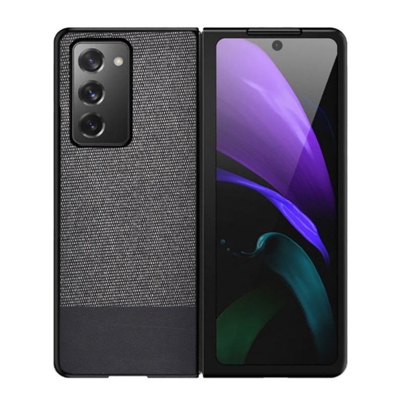 Cover Samsung Galaxy Z Fold 2 Sort Imiteret Læder Og Stof Original