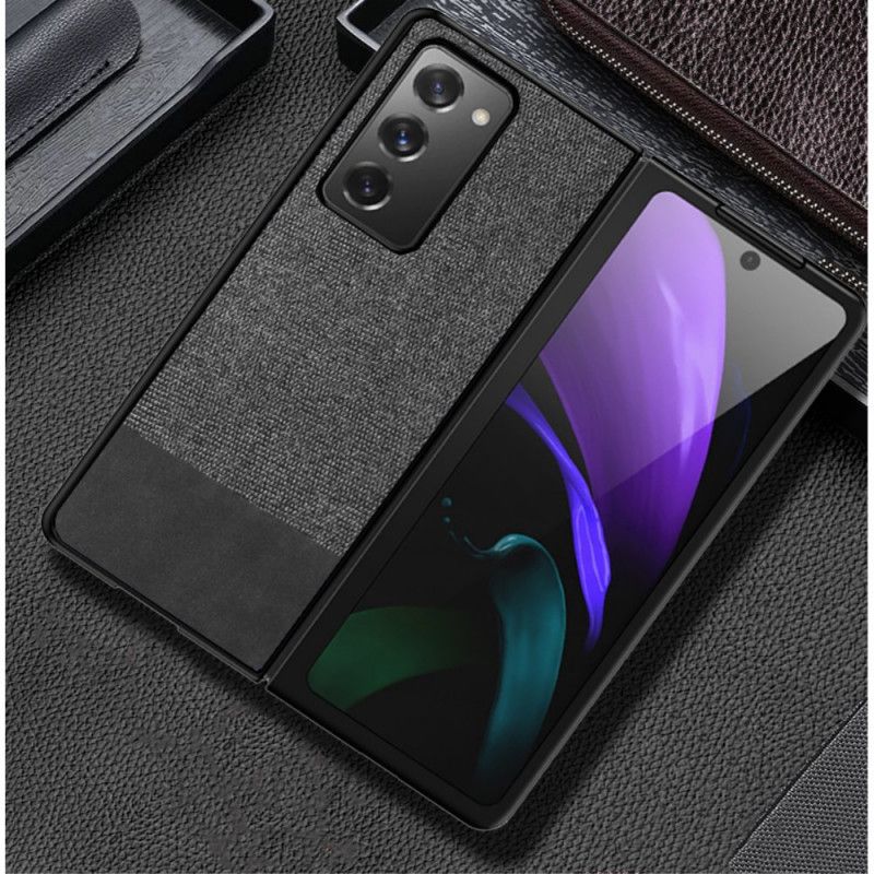 Cover Samsung Galaxy Z Fold 2 Sort Imiteret Læder Og Stof Original