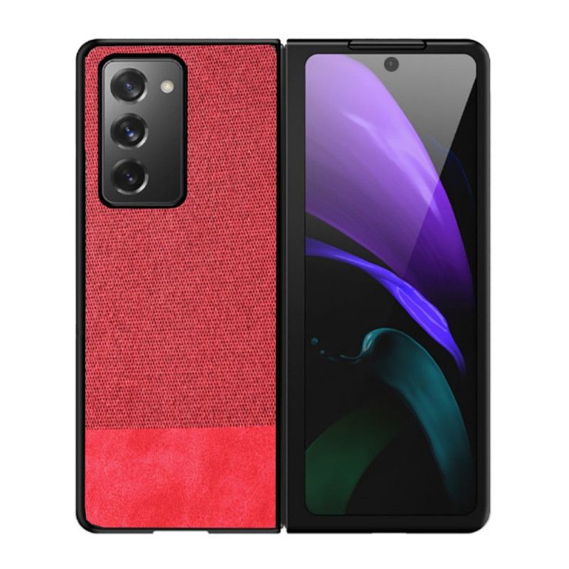 Cover Samsung Galaxy Z Fold 2 Sort Imiteret Læder Og Stof Original