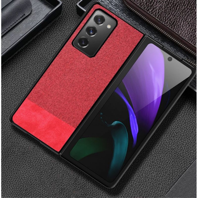 Cover Samsung Galaxy Z Fold 2 Sort Imiteret Læder Og Stof Original