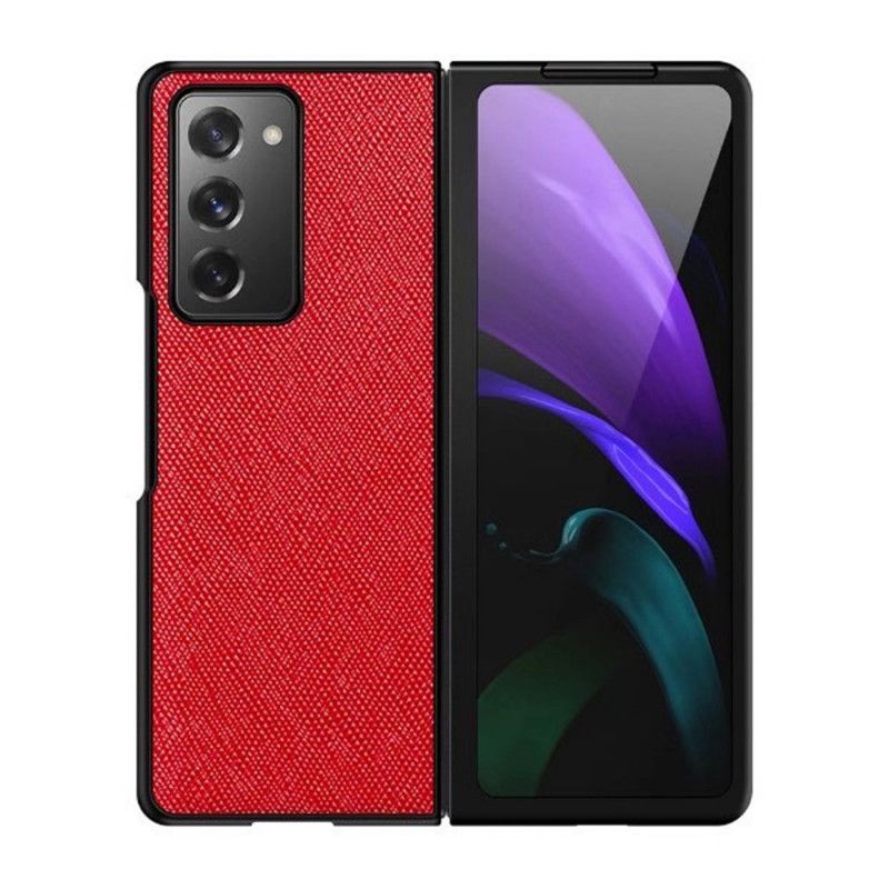 Cover Samsung Galaxy Z Fold 2 Sort Mobilcover Ægte Læder Krydset