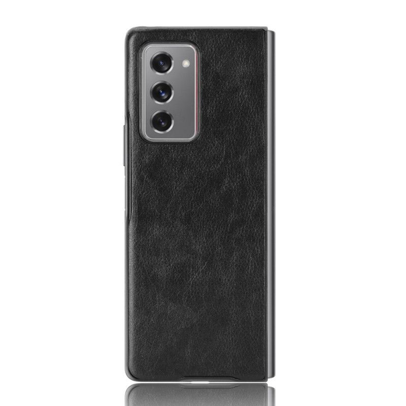 Cover Samsung Galaxy Z Fold 2 Sort Mobilcover Lychee Imiteret Læder