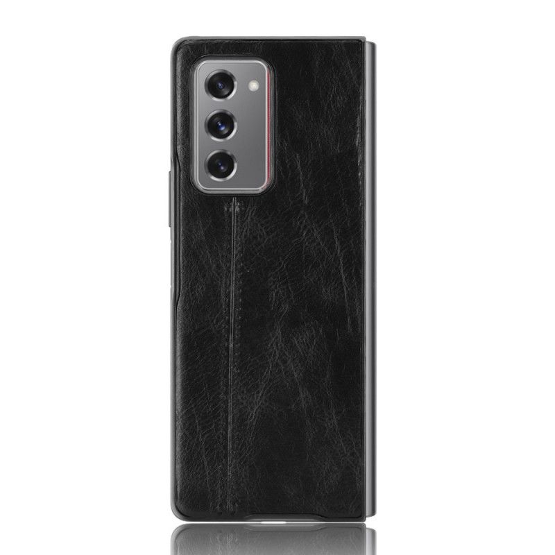 Cover Samsung Galaxy Z Fold 2 Sort Syet Lædereffekt