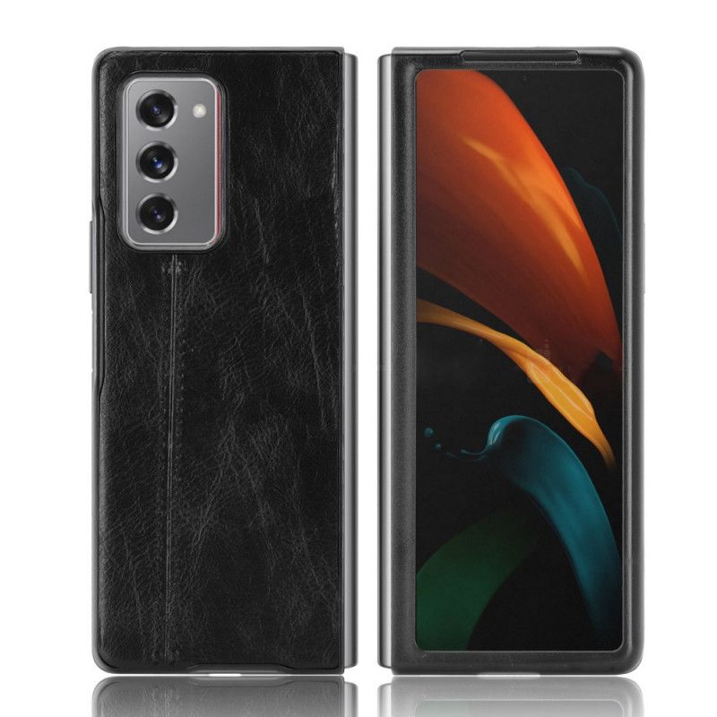 Cover Samsung Galaxy Z Fold 2 Sort Syet Lædereffekt