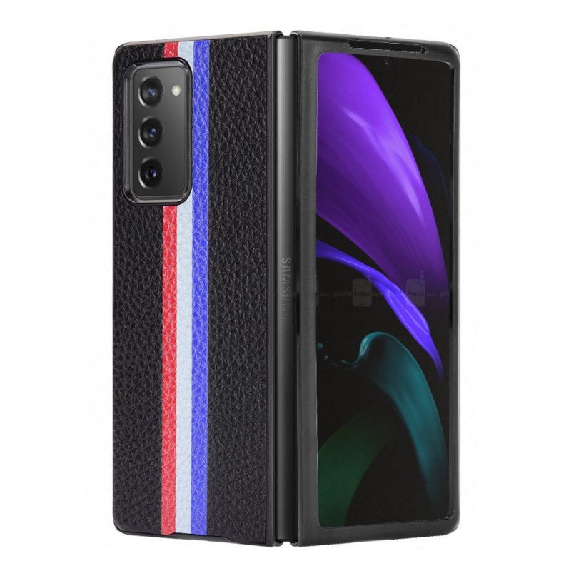 Cover Samsung Galaxy Z Fold 2 Sort Tricolor Lychee Imiteret Læder