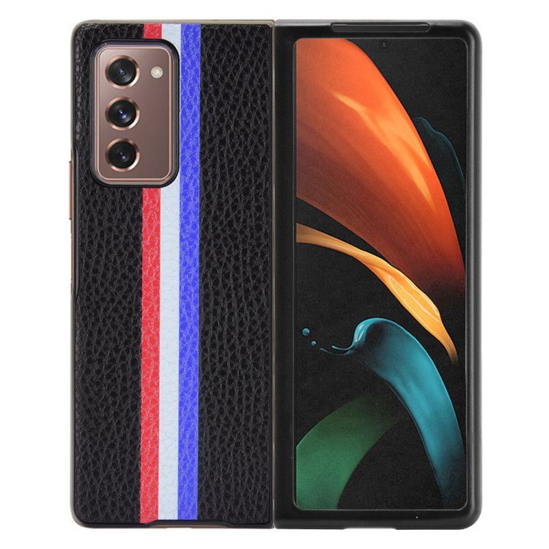 Cover Samsung Galaxy Z Fold 2 Sort Tricolor Lychee Imiteret Læder