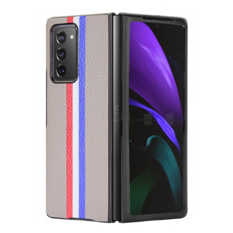 Cover Samsung Galaxy Z Fold 2 Sort Tricolor Lychee Imiteret Læder