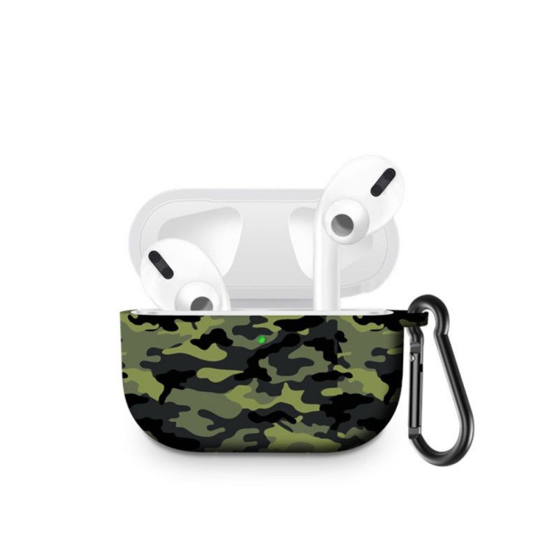 Cover AirPods Pro Grøn Camouflagesilikone Med Karabinhage