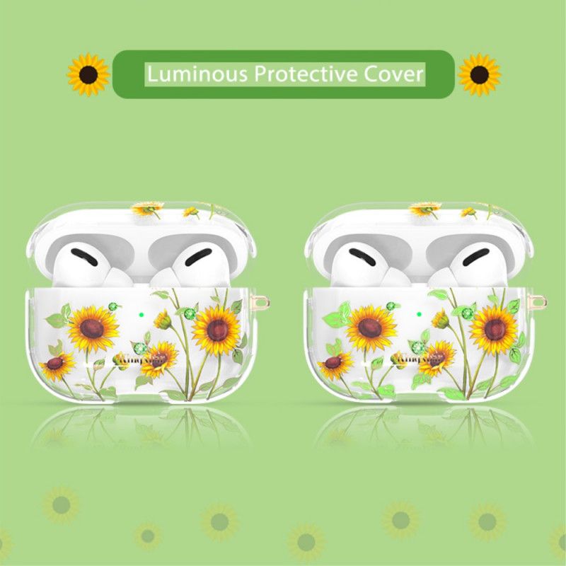 Cover AirPods Pro Hvid Swarovski Kingxbar Lysende Blomster