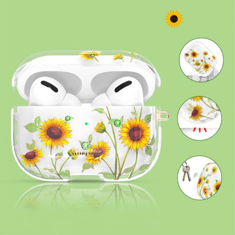 Cover AirPods Pro Hvid Swarovski Kingxbar Lysende Blomster