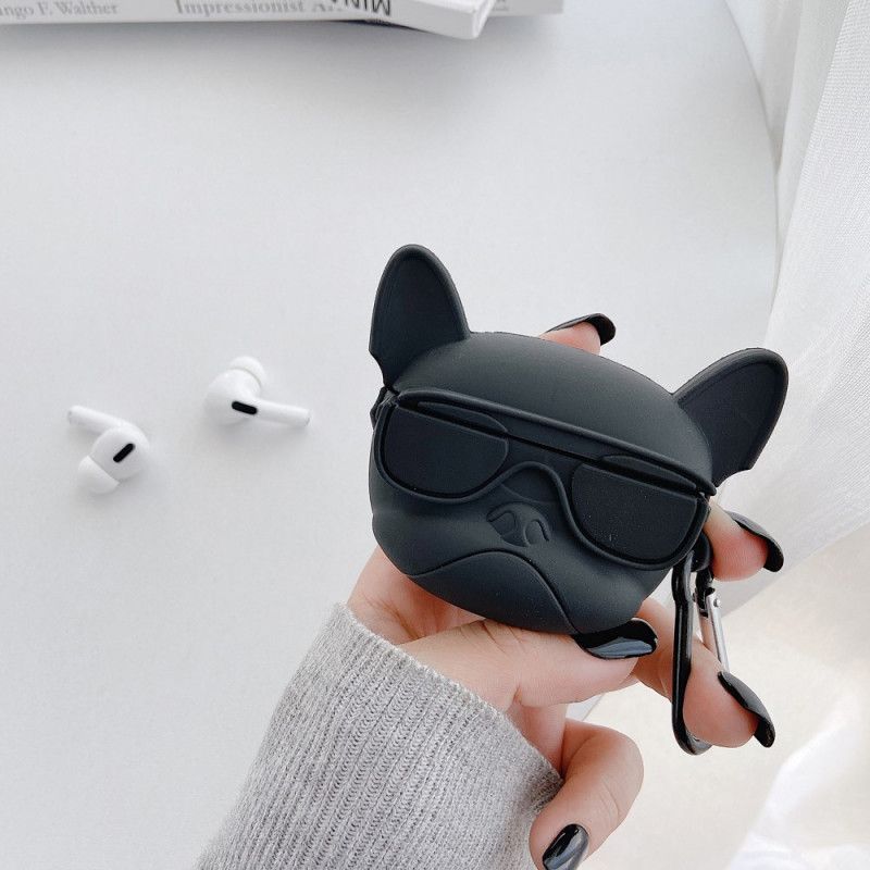 Cover AirPods Pro Sort 3D Hund Med Ring