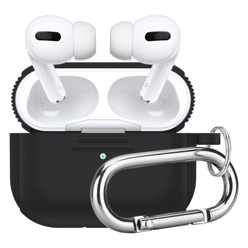 Cover AirPods Pro Sort Klassisk Silikone Med Karabinhage