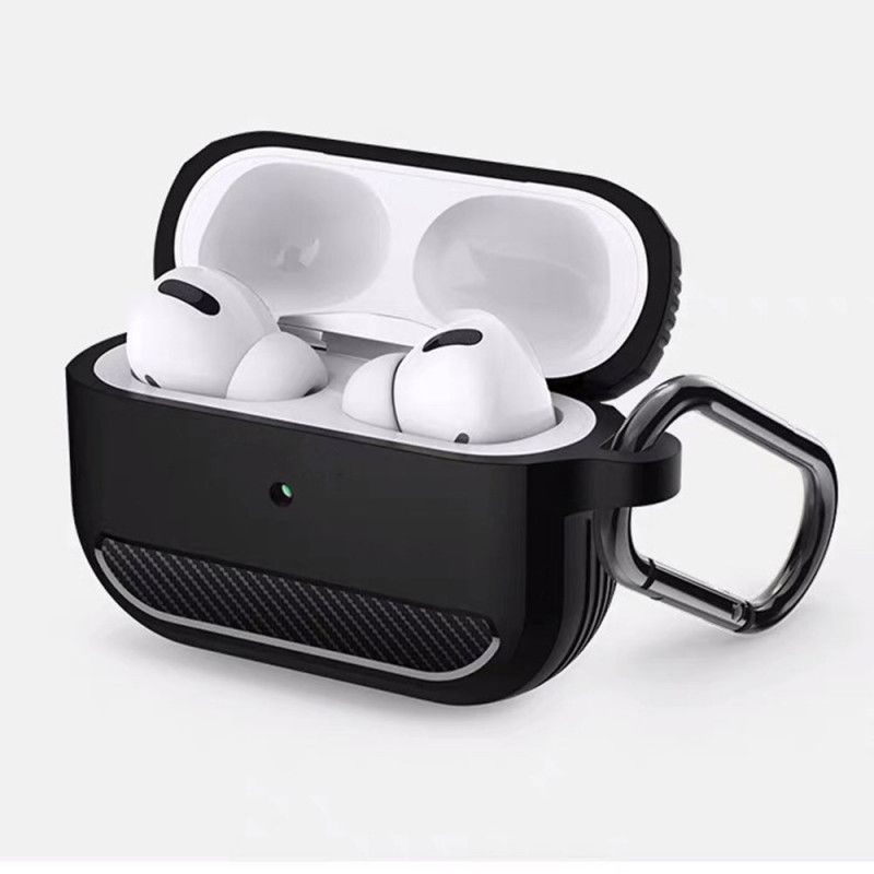 Cover AirPods Pro Sort Kulfiber Med Karabinhage