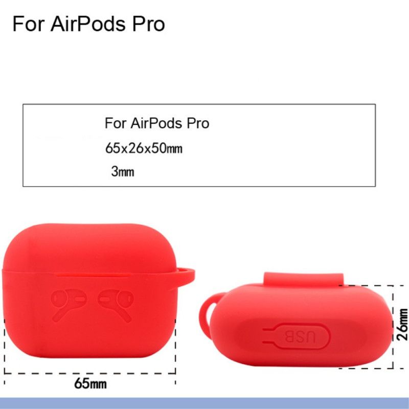 Cover AirPods Pro Sort Mobilcover Rene Farver Silikone Med Karabinhage