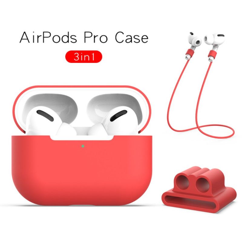 Cover AirPods Pro Sort Mobilcover Silikone Med Øretelefonledning