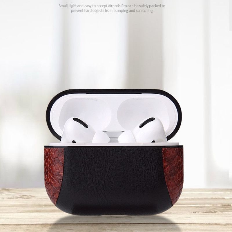 Cover AirPods Pro Sort Slangeskindstil Med Karabinhage