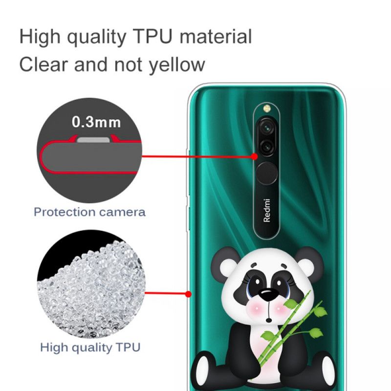 Cover for Xiaomi Redmi 8 Gennemsigtig Trist Panda