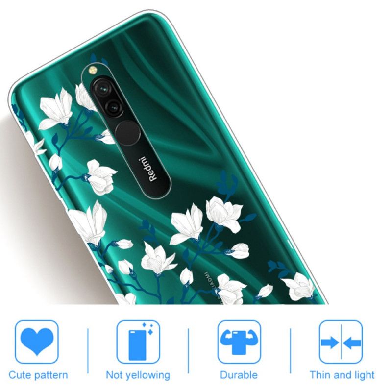 Cover for Xiaomi Redmi 8 Hvide Blomster