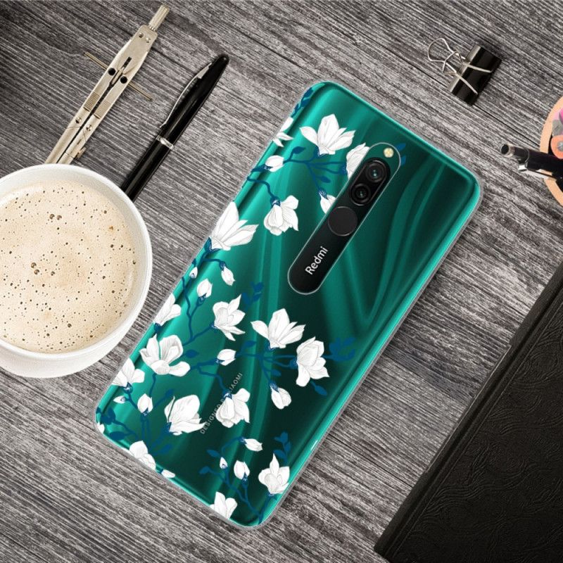 Cover for Xiaomi Redmi 8 Hvide Blomster