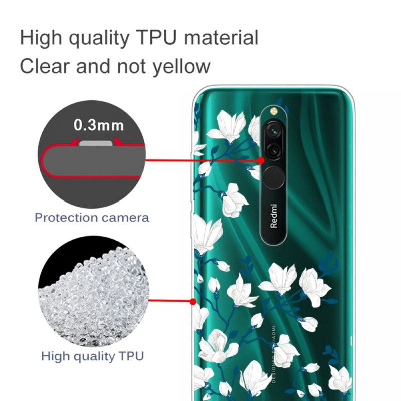 Cover for Xiaomi Redmi 8 Hvide Blomster