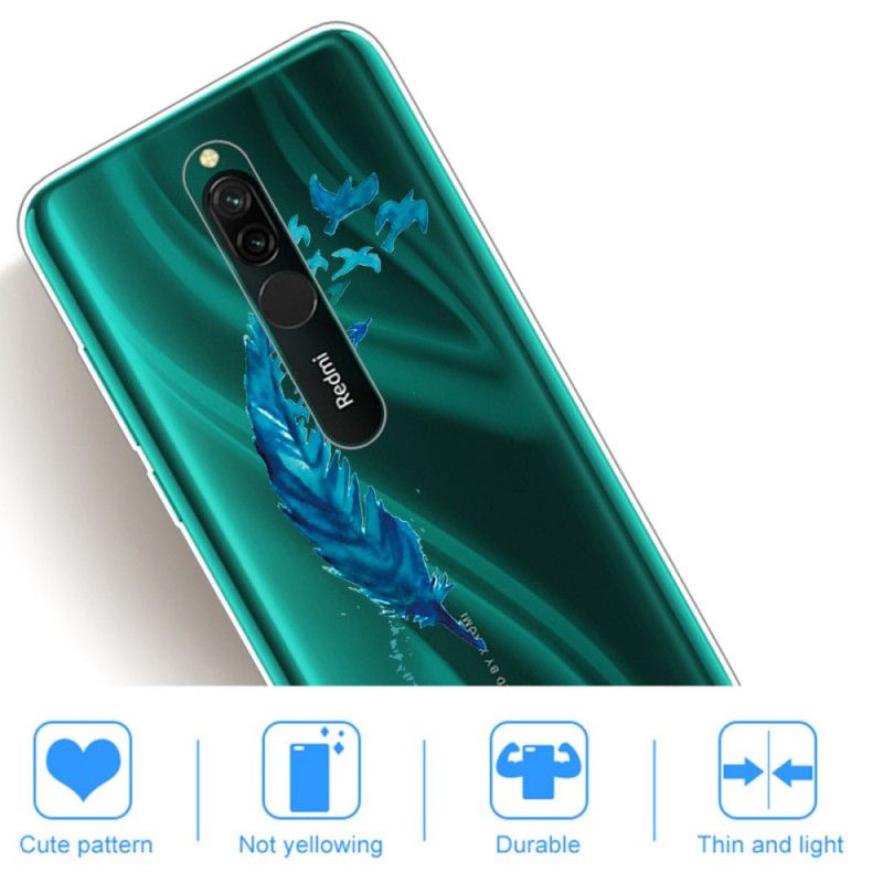 Cover for Xiaomi Redmi 8 Smuk Blå Fjer