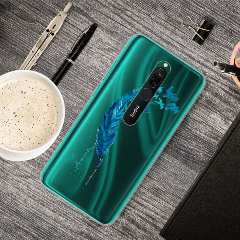 Cover for Xiaomi Redmi 8 Smuk Blå Fjer