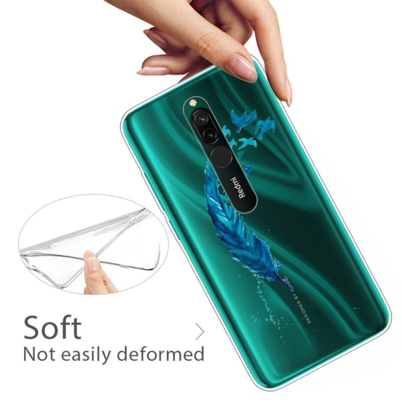 Cover for Xiaomi Redmi 8 Smuk Blå Fjer