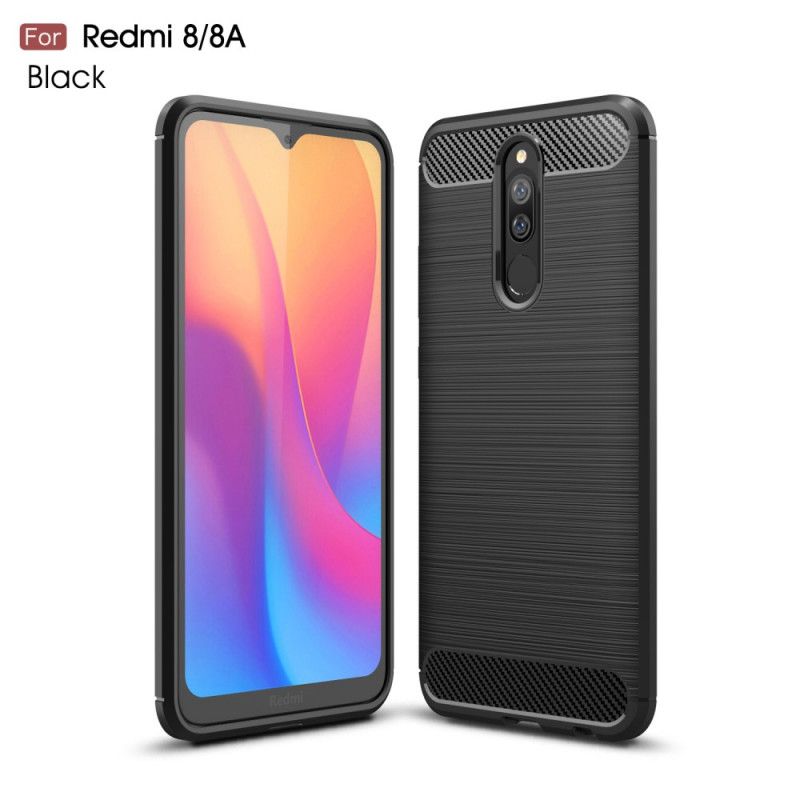 Cover for Xiaomi Redmi 8 Sort Børstet Kulfiber