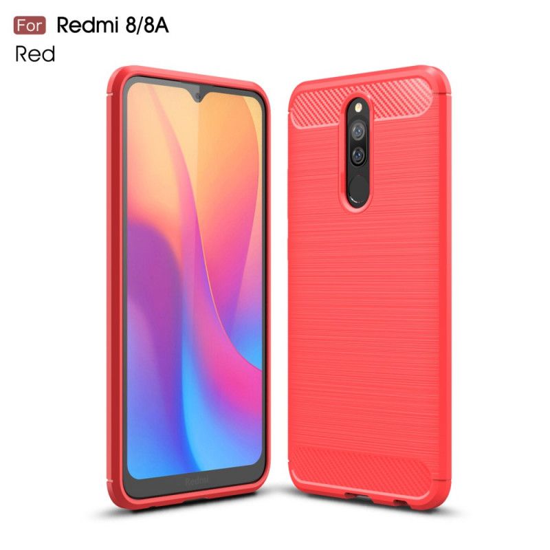 Cover for Xiaomi Redmi 8 Sort Børstet Kulfiber