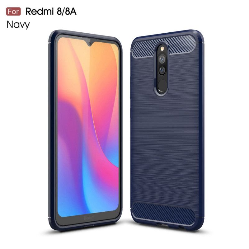 Cover for Xiaomi Redmi 8 Sort Børstet Kulfiber