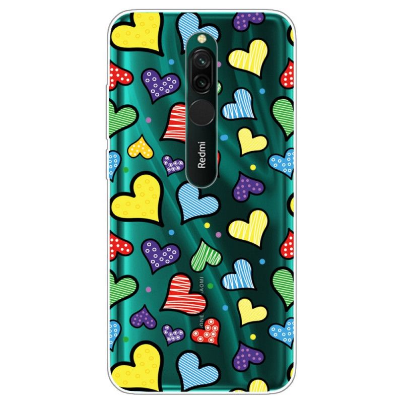 Cover Xiaomi Redmi 8 Flerfarvede Hjerter Original