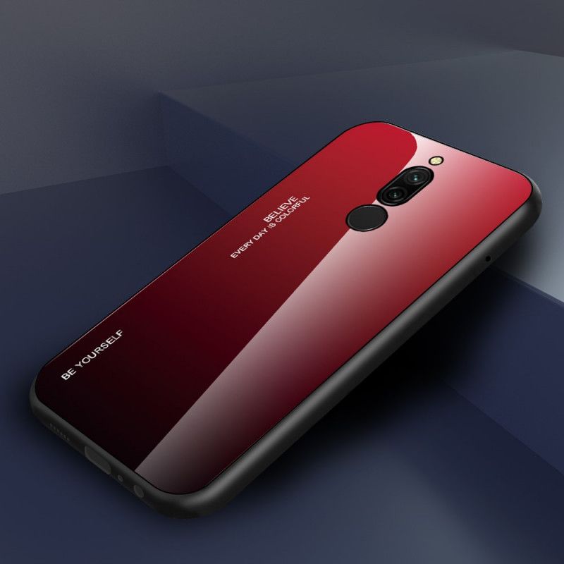 Cover Xiaomi Redmi 8 Rød Mobilcover Vær Dig Selv Hærdet Glas