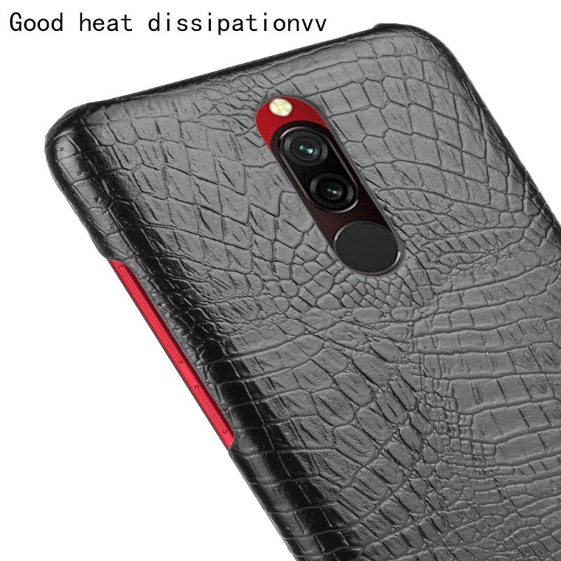 Cover Xiaomi Redmi 8 Sort Krokodillehudstil