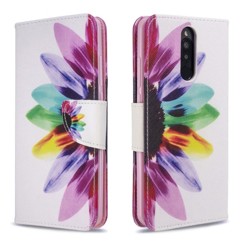 Flip Cover Læder for Xiaomi Redmi 8 Akvarelblomst