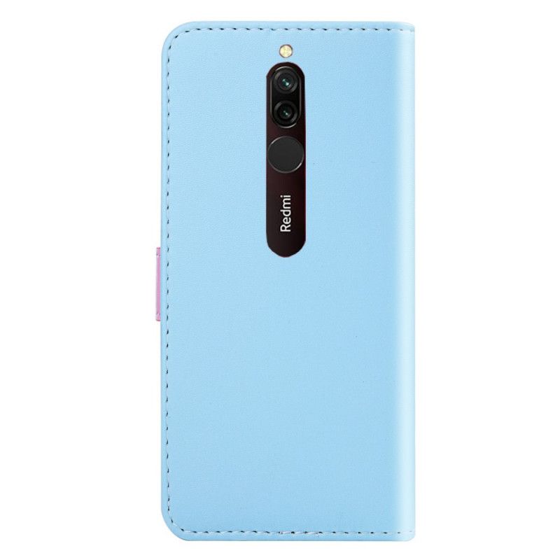 Flip Cover Læder for Xiaomi Redmi 8 Hvid Tricolour Læder Effekt